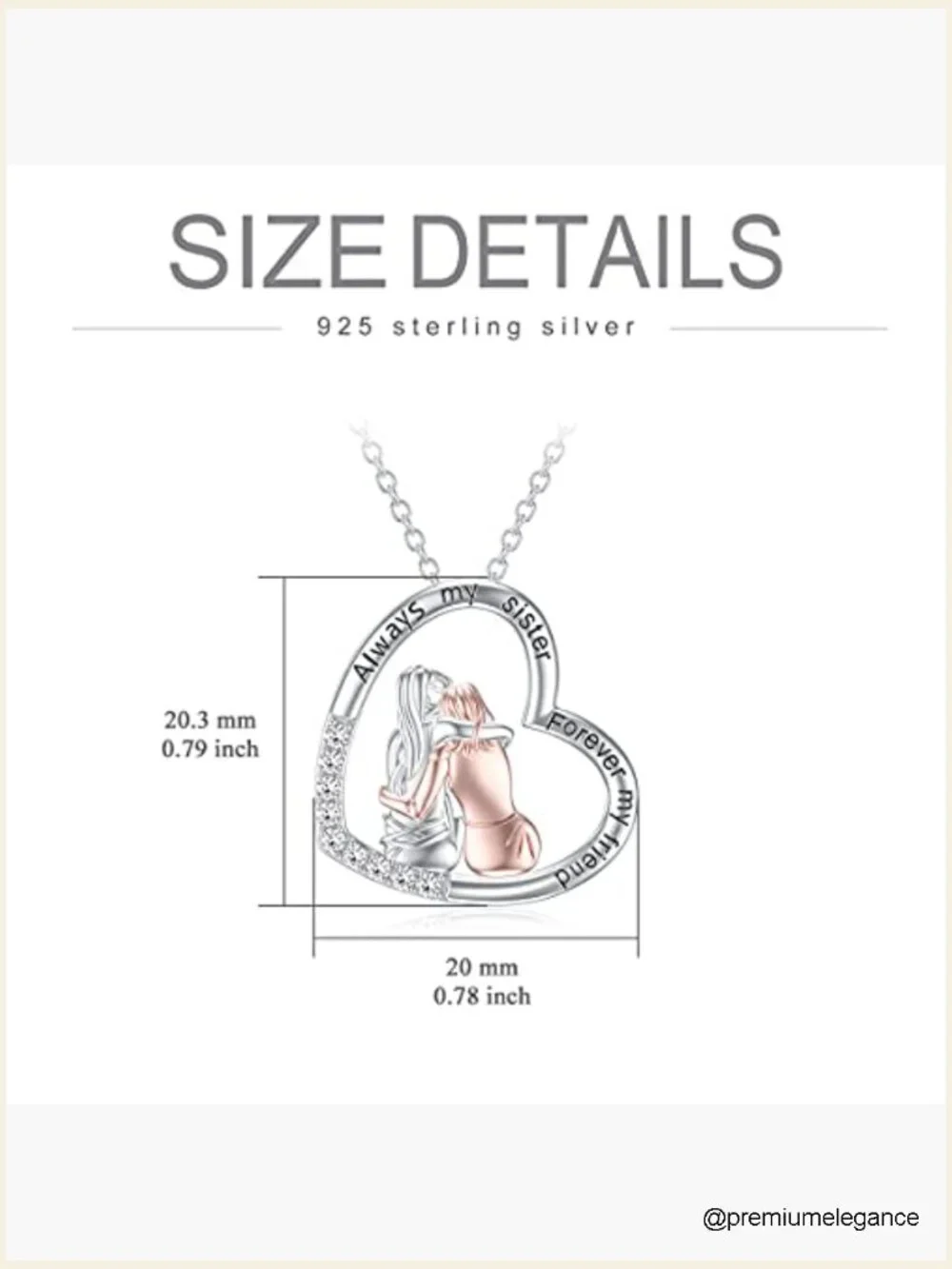 Sterling Silver Sister Necklace Pendant 18+2